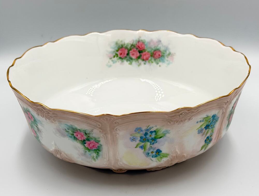 Tirschenreuth Baronesse Bavaria Serving Bowl Hand-painted Roses 24K Gold Trim